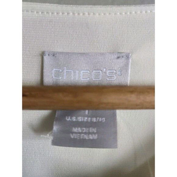 Chico’s Floral Print Shift Dress Women's Medium Tan  Kimono Sleeves Graphic NWT - Picture 9 of 10